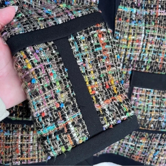 Pink Tartan Black and Multicolor Tweed Blazer - Picture 5 of 16